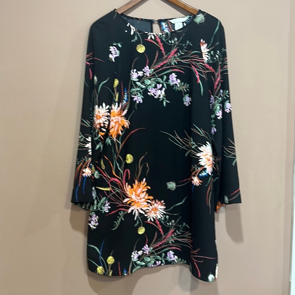 h&m black dress with flowers Sophia Bow Mini Dress - Black main image 1